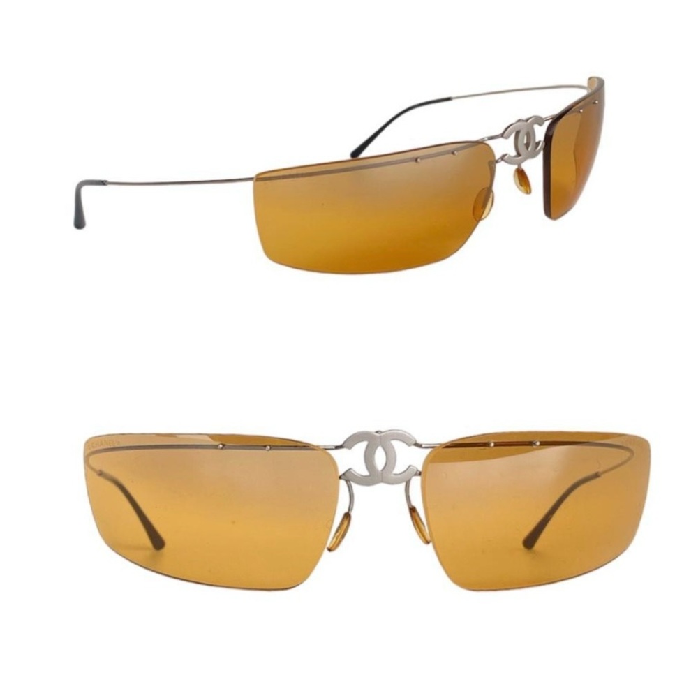 CHANEL Gold-Tinted Rimless Sunglasses